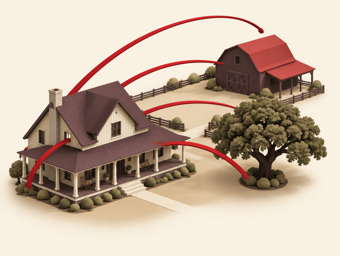 Outdoor Wi-Fi coverage extending across a rural Texas property
