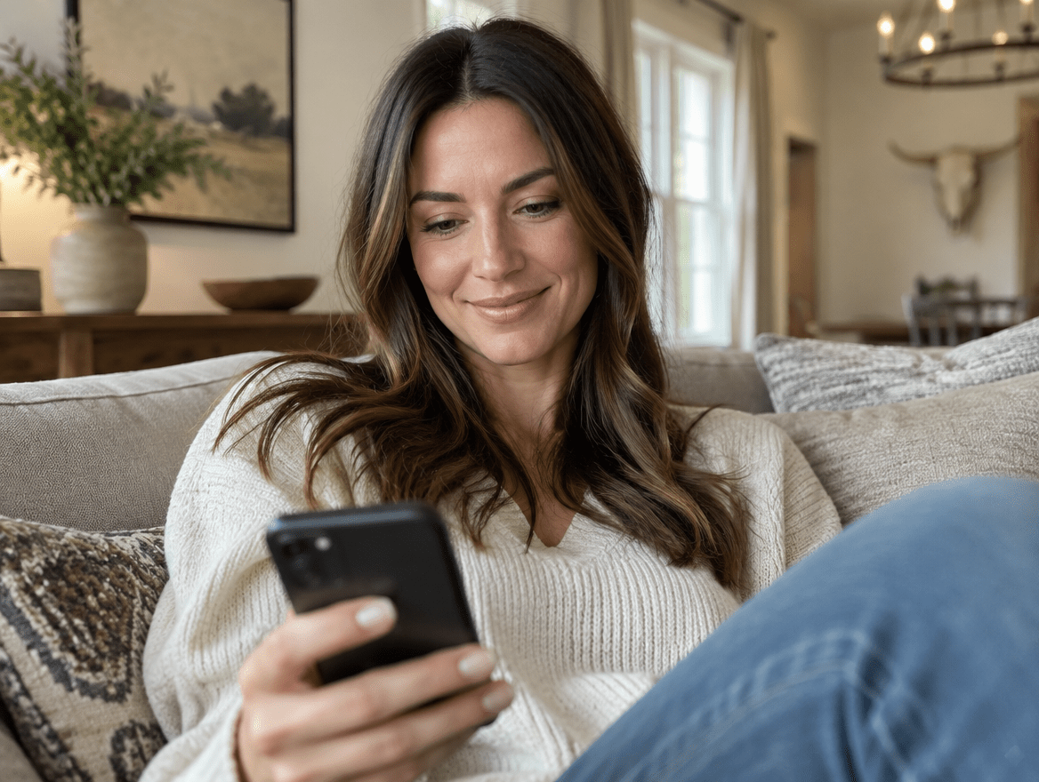 Woman managing her home network with the GVEC WiFi App